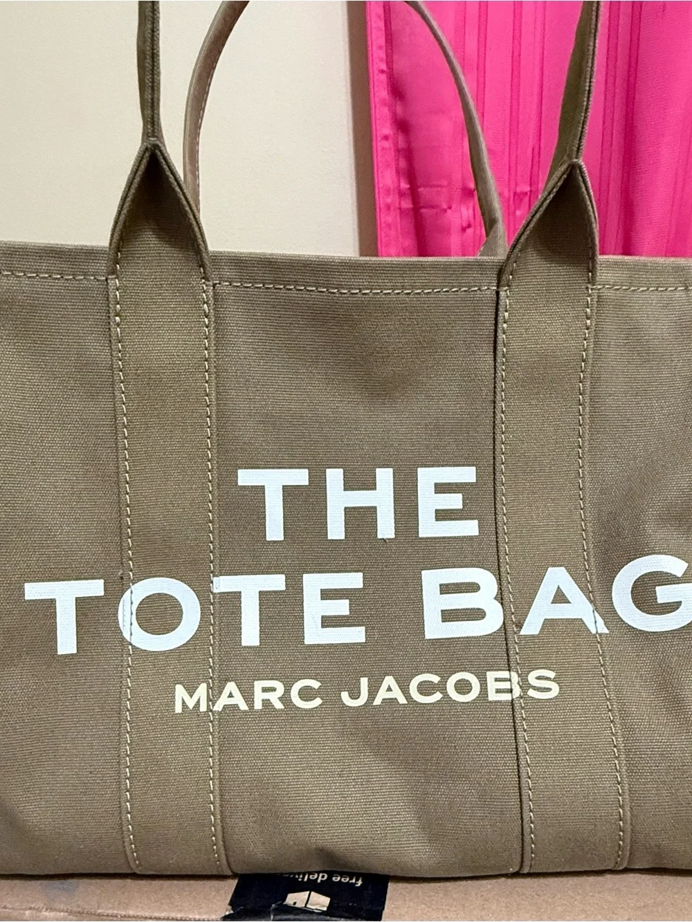 Marc Jacobs Olive Canvas The Tote Bag with White Logo